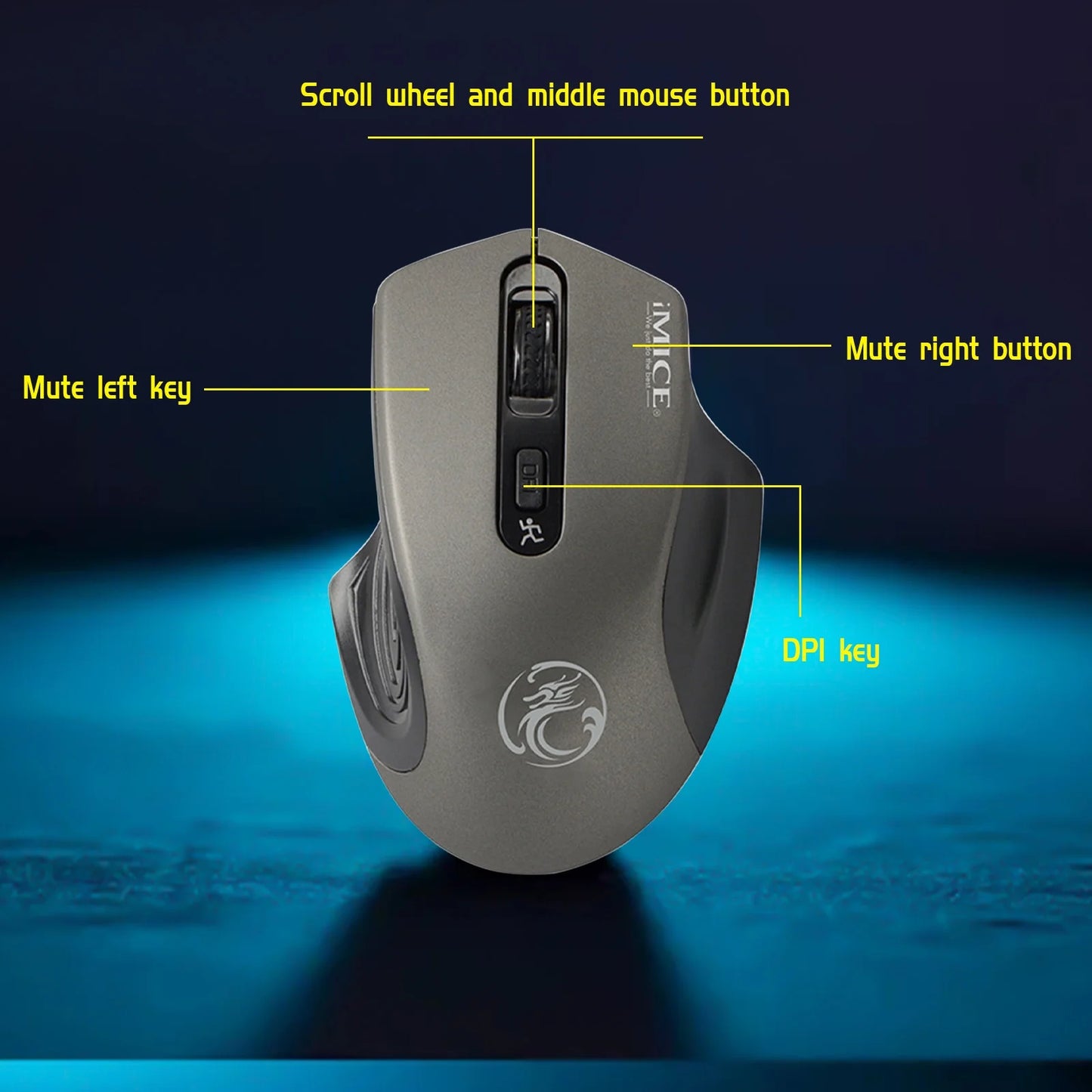 Wireless Mouse for Laptop Wireless Mouse 2.4G Noiseless Mouse with USB Receiver Portable Computer Mice for PC Tablet Laptop with Windows System Gray