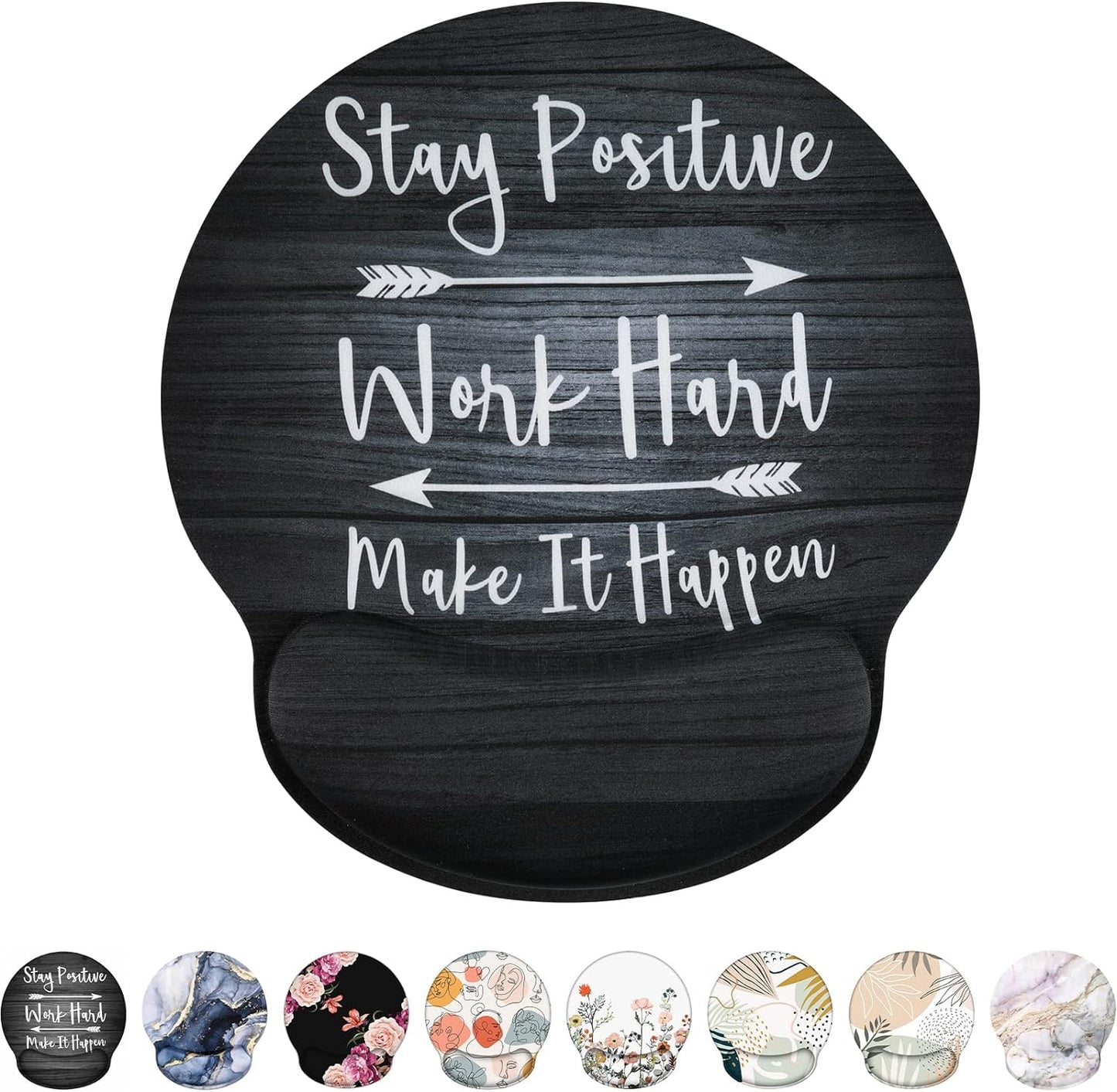 Ergonomic Mouse Pad with Gel Wrist Rest Support, Non-Slip Rubber Base Wrist Rest Pad for Home, Office Easy Typing & Pain Relief, Black Wood Grain