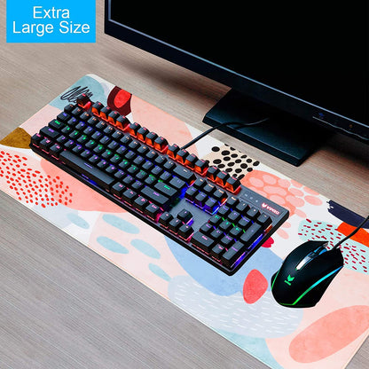 Desk Mat, Extended Gaming Mouse Pad Large 35.4" X 15.7" XXL Laptop Mousepad with Stitched Edges Non Slip Base, Water-Resistant Computer Desk Pad for Office and Home（Multi-Color）