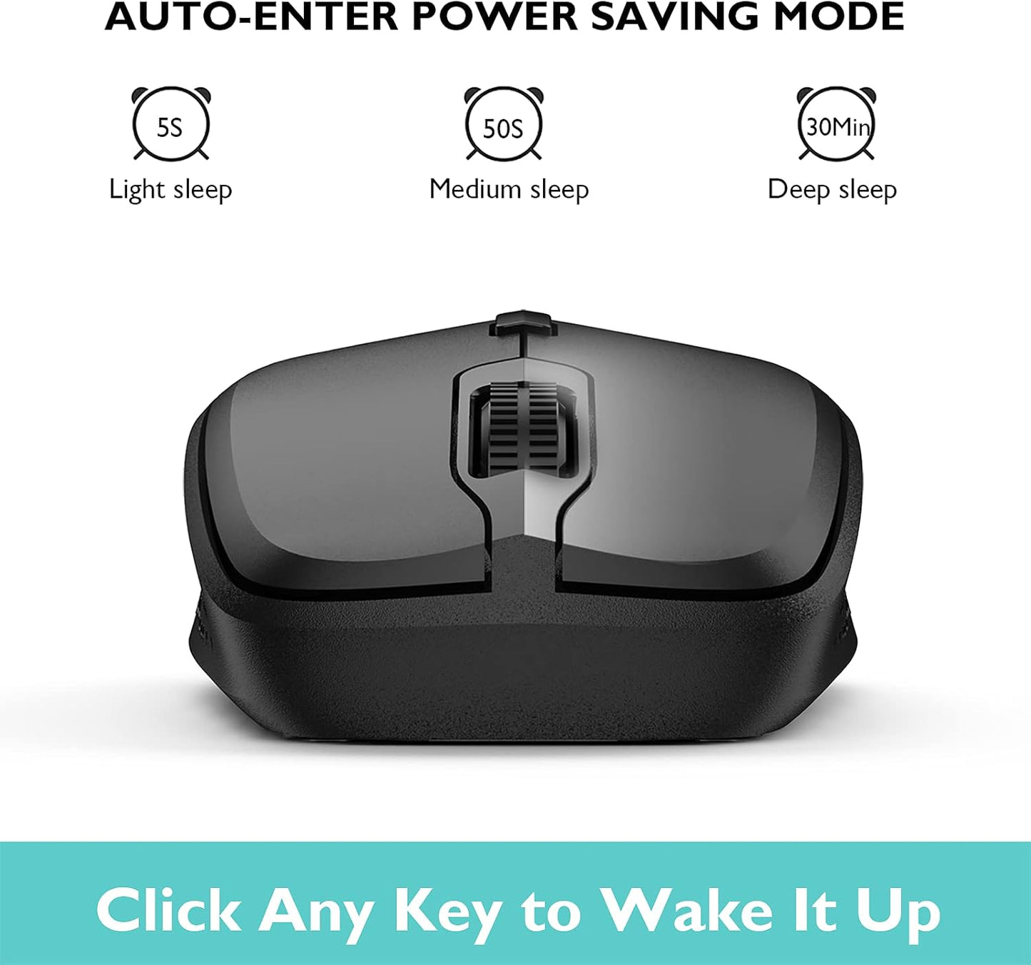 Ergonomic Bluetooth Mouse and Mouse Pad for Laptop, Silent Mouse with 3-Levels DPI, USB Nano Receiver for Android PC Notebook Computer Mac-Black