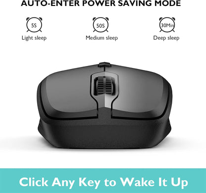 Ergonomic Bluetooth Mouse and Mouse Pad for Laptop, Silent Mouse with 3-Levels DPI, USB Nano Receiver for Android PC Notebook Computer Mac-Black