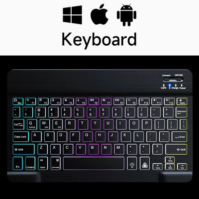 Wireless Bluetooth Backlit Keyboards RGB Colorful Gradient Luminous Mini Keyboard and Mouse Set for Apple Samsung Tablet