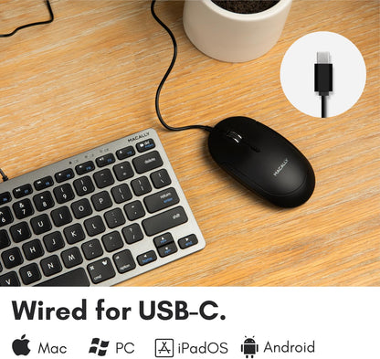 Wired USB C Mouse for Mac and PC - Slim, Quiet, and Reliable - 4 DPI Mode Type C for Laptop, Macbook Pro/Air, Imac - Wired Mice USBC