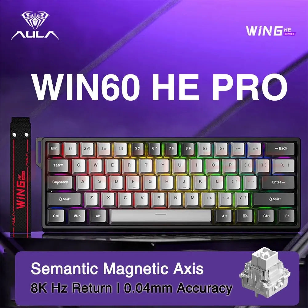 New Aula Win 60/68He Magnetic Switch 8K Keyboard Rapid Trigger Wired Custom Rgb Hot Swap Rt Esports Gamer Mechanical Keyboard