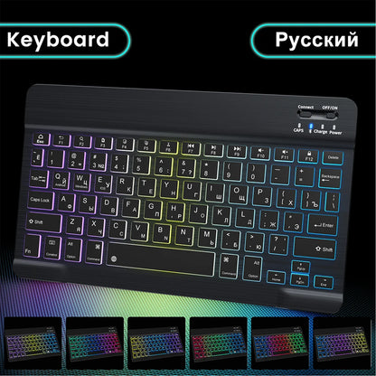 Wireless Keyboard RGB Bluetooth Keyboard Wireless Russian Keyboards Rechargeable Multi Backlit for IOS Android Windows for Ipad
