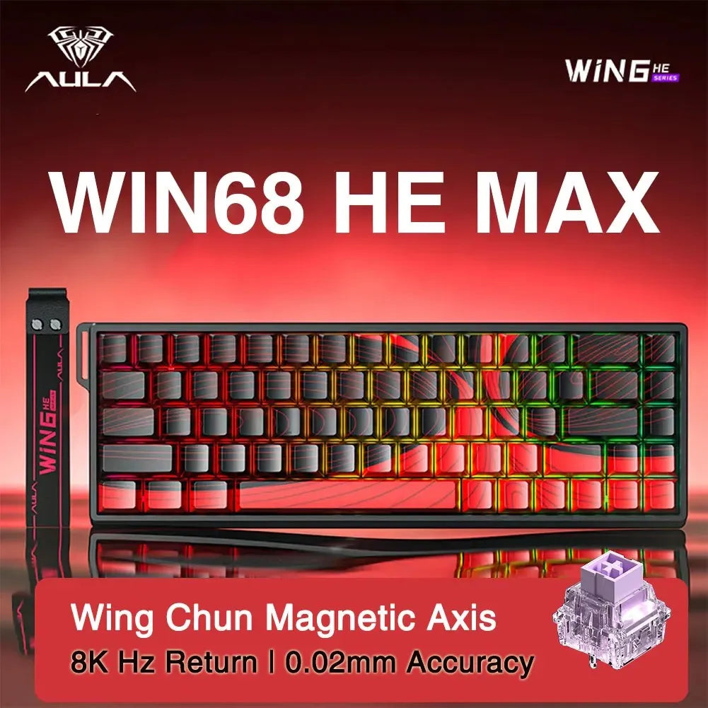 New Aula Win 60/68He Magnetic Switch 8K Keyboard Rapid Trigger Wired Custom Rgb Hot Swap Rt Esports Gamer Mechanical Keyboard