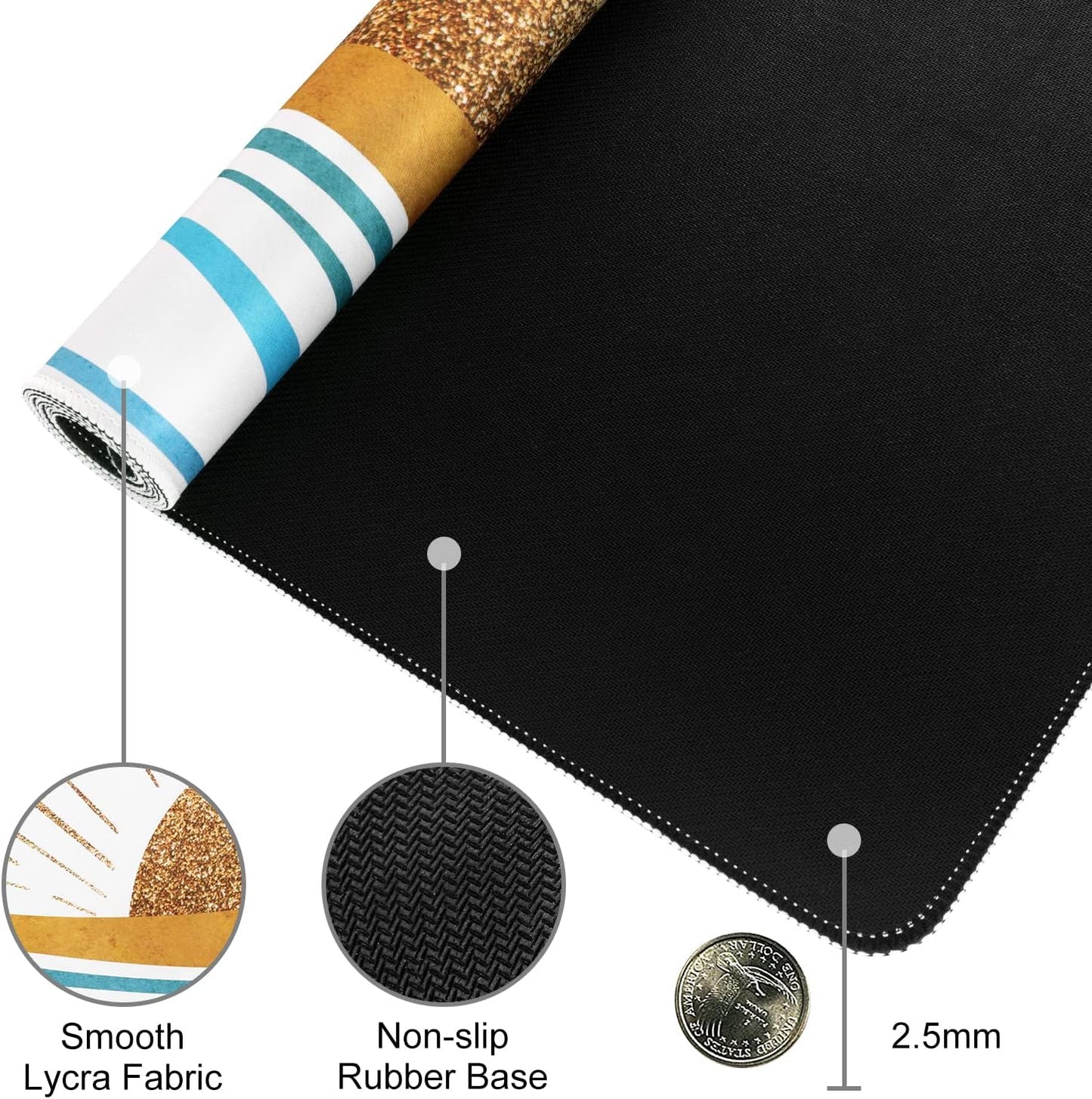 Large Gaming Mouse Pad, Non-Slip Rubber Base Water-Resistant Mousepad Desk Mat for Computer Keyboard, 35.4" X 15.75" Extended Desk Pad with Stitched Edges for Office Gaming, Golden Sun & Sea