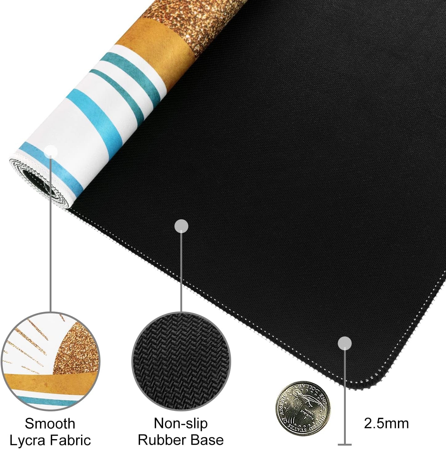 Large Gaming Mouse Pad, Non-Slip Rubber Base Water-Resistant Mousepad Desk Mat for Computer Keyboard, 35.4" X 15.75" Extended Desk Pad with Stitched Edges for Office Gaming, Golden Sun & Sea