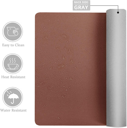 Double-Sided PU Leather Desk Pad - Non-Slip Large Mouse Pad & Desk Mat for Office, Home - Waterproof, Easy to Clean, Durable Dual-Sided Surface(Brown, 23.6" X 13.7")
