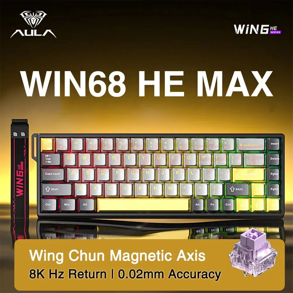 New Aula Win 60/68He Magnetic Switch 8K Keyboard Rapid Trigger Wired Custom Rgb Hot Swap Rt Esports Gamer Mechanical Keyboard