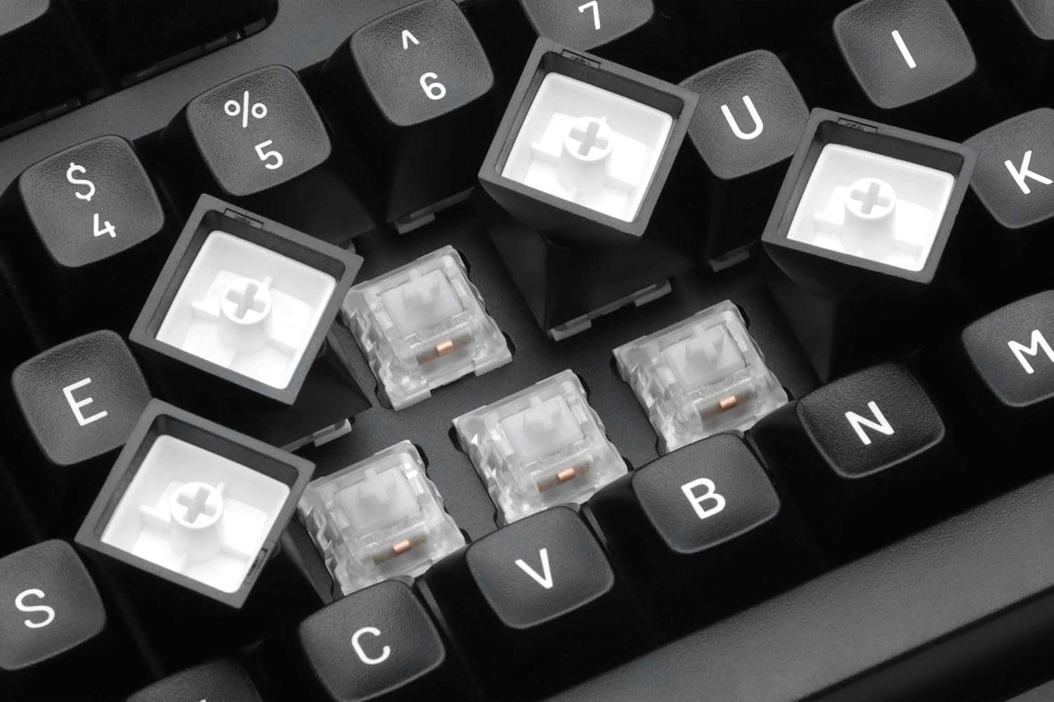 MT3 White-On-Black Keycap Set, ABS Hi-Profile Keycaps, Doubleshot Legends, MX Style Covers Fullsize, Tenkeyless, Winkeyless, 60%, 65%, and 75% (Base Kit)