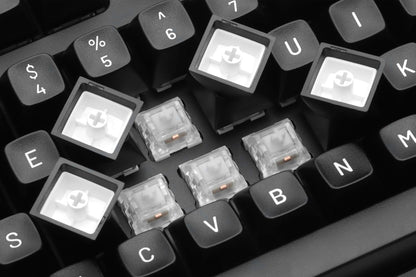 MT3 White-On-Black Keycap Set, ABS Hi-Profile Keycaps, Doubleshot Legends, MX Style Covers Fullsize, Tenkeyless, Winkeyless, 60%, 65%, and 75% (Base Kit)