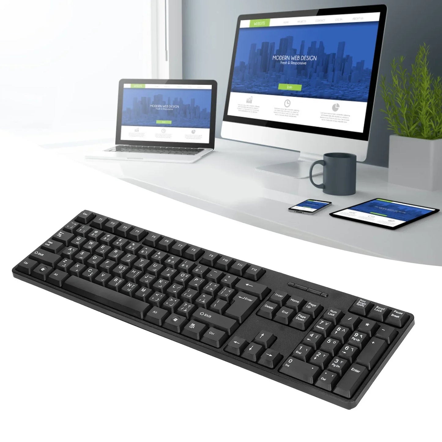 Computer Keyboards Ergonomic Design Durable USB Wired Arabic English Mechanical Keyboard for PC Laptops