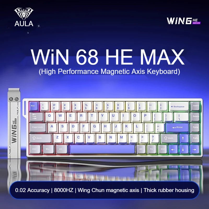 New Aula Win 60/68He Magnetic Switch 8K Keyboard Rapid Trigger Wired Custom Rgb Hot Swap Rt Esports Gamer Mechanical Keyboard