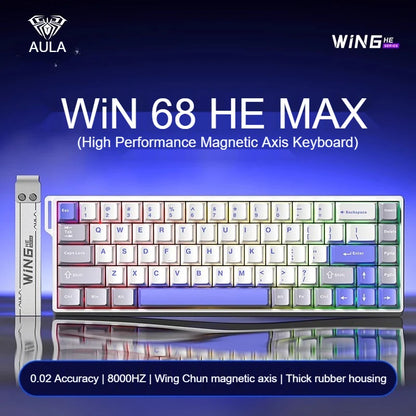New Aula Win 60/68He Magnetic Switch 8K Keyboard Rapid Trigger Wired Custom Rgb Hot Swap Rt Esports Gamer Mechanical Keyboard