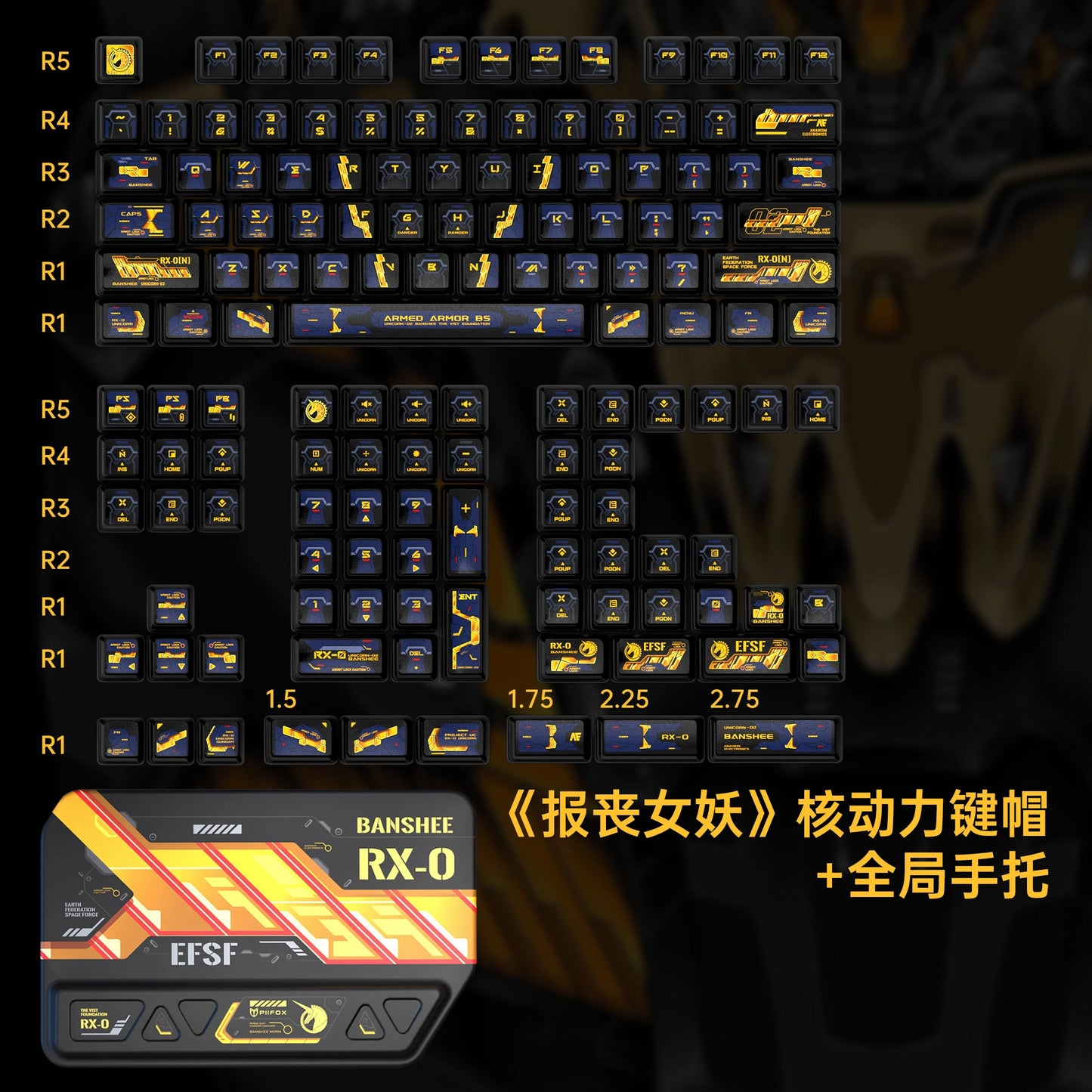 Banshee Custom Resin RGB PBT Translucent Five-Sided Heat Sublimation Keycaps Anime 141Keys OEM Mechanical Keyboards