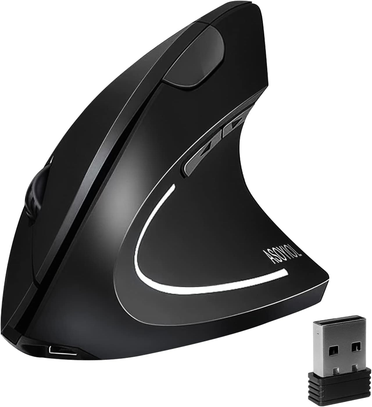 Ergonomic Mouse Wireless,Vertical Mouse Ergo with USB Receiver 6 Buttons 800/1200/1600 Adjustable DPI Computer Mice for Laptop Pc(Right Hand,Black)