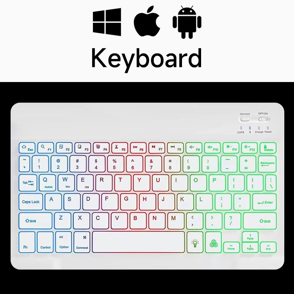 Wireless Bluetooth Backlit Keyboards RGB Colorful Gradient Luminous Mini Keyboard and Mouse Set for Apple Samsung Tablet