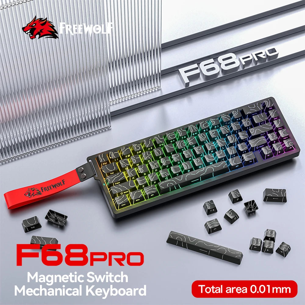 F68PRO 8K RGB Mechanical Keyboard ,Magnetic Switch,0.01Mm RT Accuracy,128K Scan Rate,Customs Gaming Keyboards