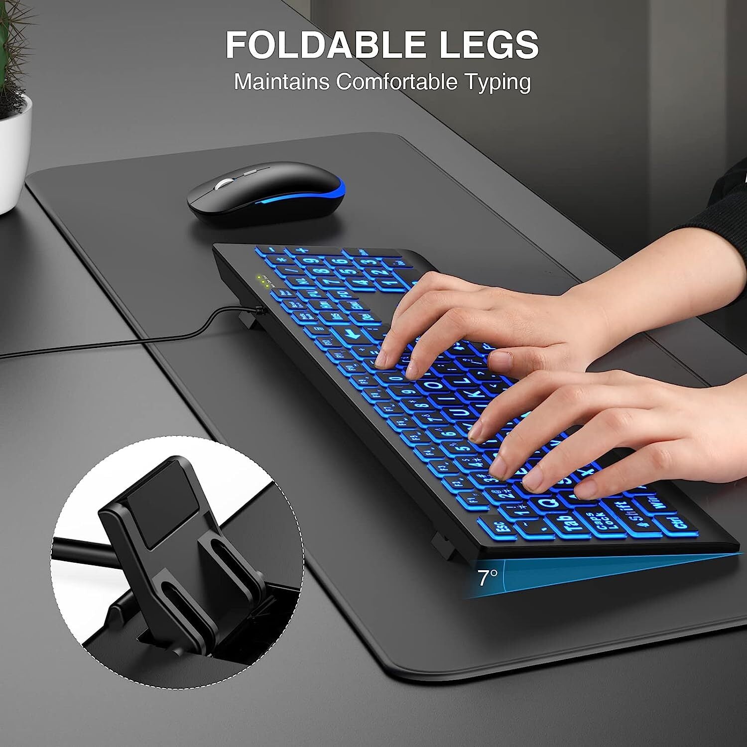 SABLUTE Large Print Backlit Keyboard, Wired USB Lighted Computer Keyboards With