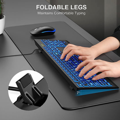 SABLUTE Large Print Backlit Keyboard, Wired USB Lighted Computer Keyboards With