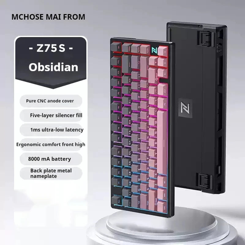 Mchose Z75S Mechanical Keyboard Wireless Tri-Mode Hot Swap Gasket Aluminum Alloy RGB PBT PC Esports Laptop Gaming Keyboards