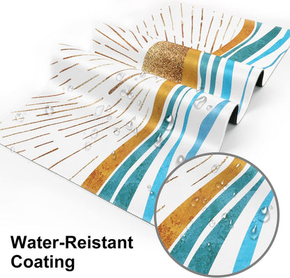 Large Gaming Mouse Pad, Non-Slip Rubber Base Water-Resistant Mousepad Desk Mat for Computer Keyboard, 35.4" X 15.75" Extended Desk Pad with Stitched Edges for Office Gaming, Golden Sun & Sea