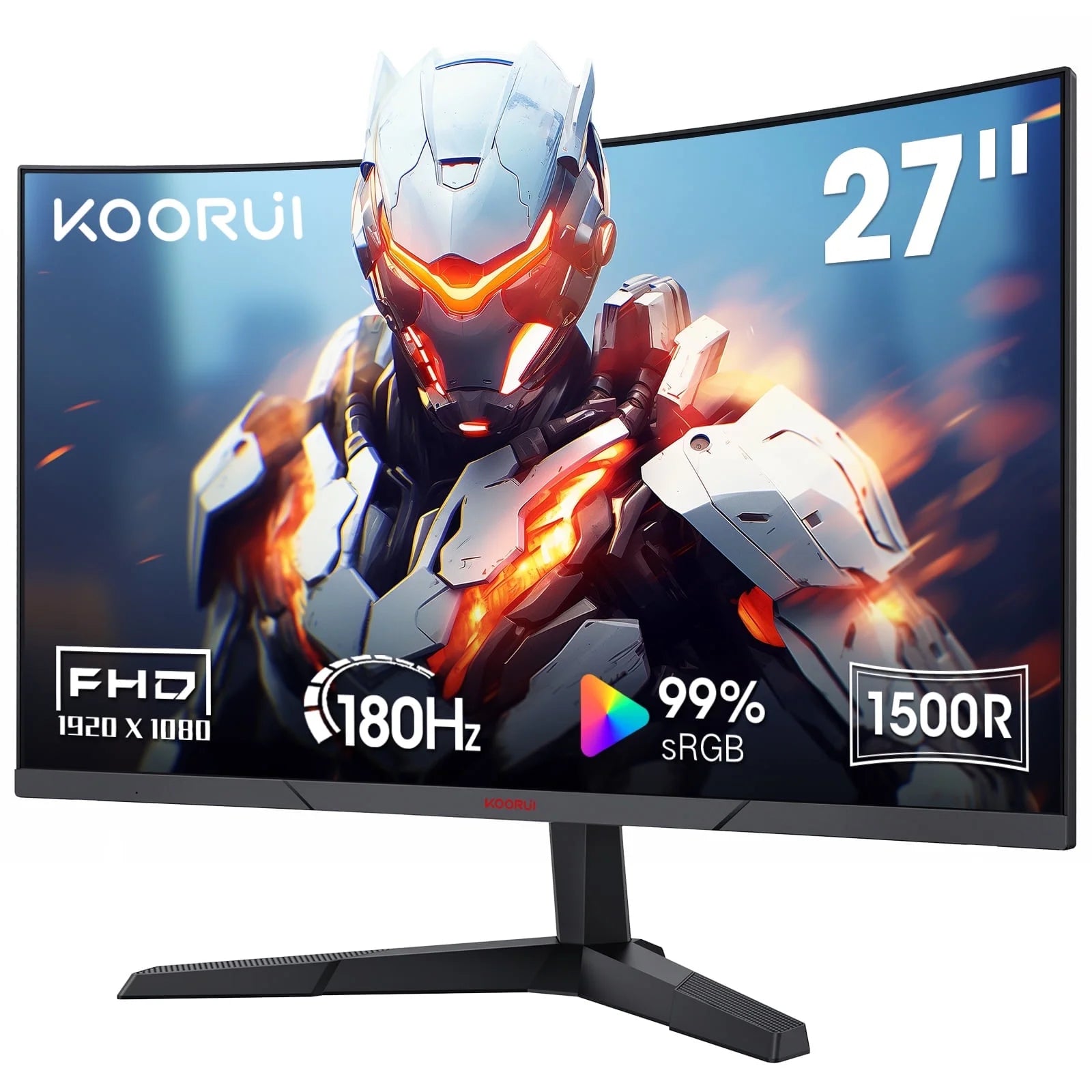 27 Inch Curved Gaming Monitor, 180Hz FHD Computer Monitors, 100% Srgb, Adaptive-Sync, 27E6CA