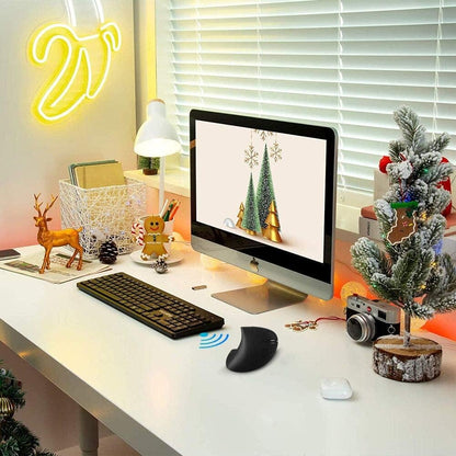 Ergonomic Mouse Wireless,Vertical Mouse Ergo with USB Receiver 6 Buttons 800/1200/1600 Adjustable DPI Computer Mice for Laptop Pc(Right Hand,Black)