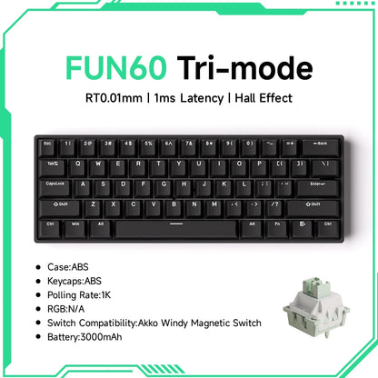 Monsgeek FUN60 Mechanical Keyboard Magnetic Switch 60% Gaming Keyboards Rapid Trigger 0.01Mm 8K ARGB HE/TMR Custom Keyboard