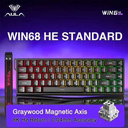 New Aula Win 60/68He Magnetic Switch 8K Keyboard Rapid Trigger Wired Custom Rgb Hot Swap Rt Esports Gamer Mechanical Keyboard