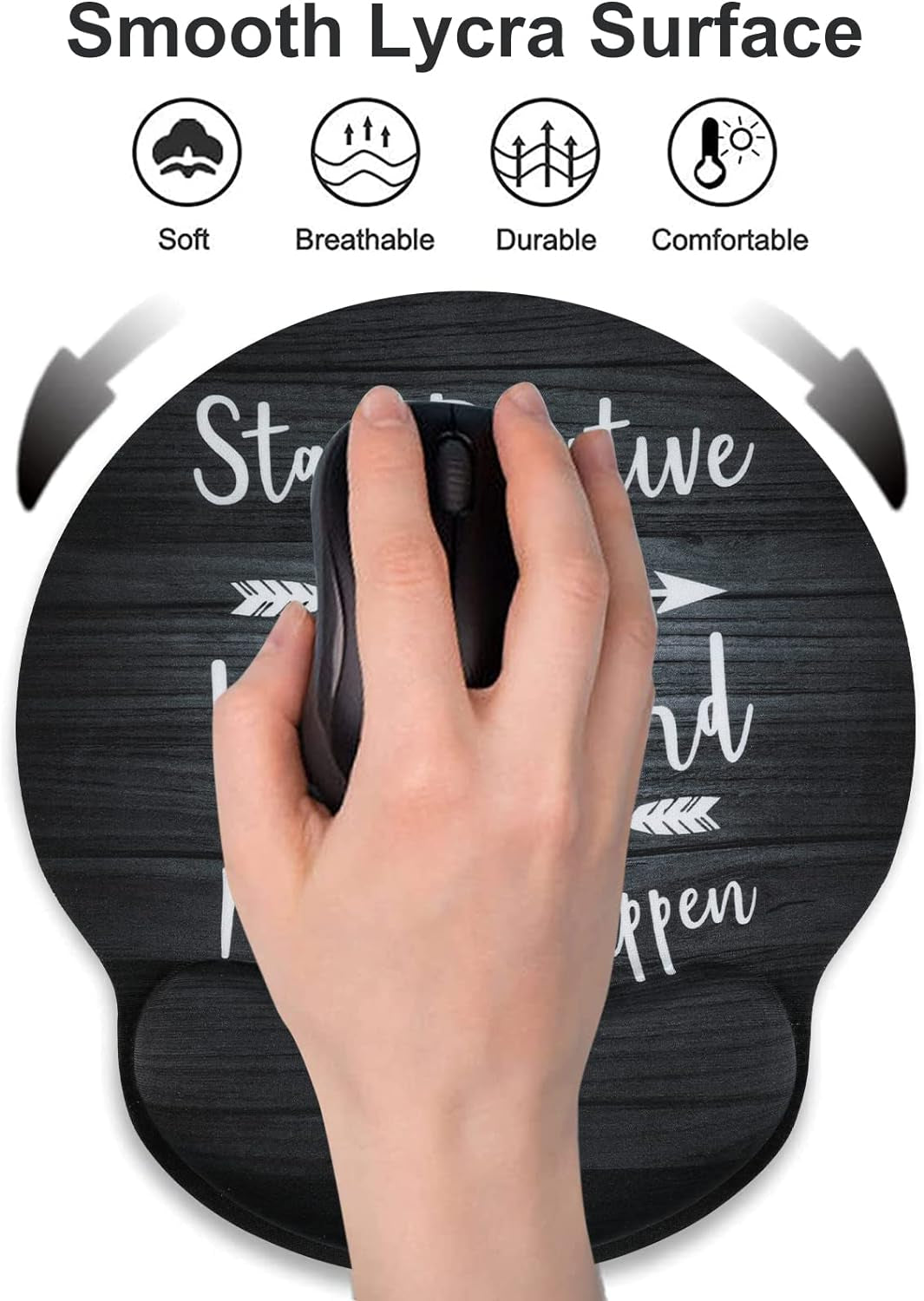 Ergonomic Mouse Pad with Gel Wrist Rest Support, Non-Slip Rubber Base Wrist Rest Pad for Home, Office Easy Typing & Pain Relief, Black Wood Grain