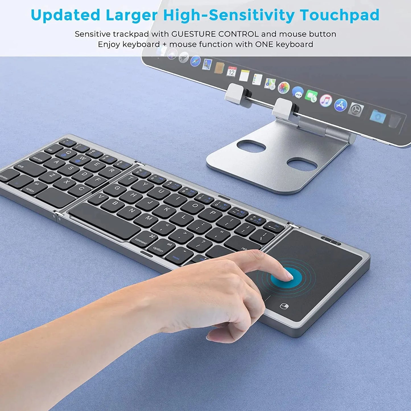 NEW Foldable Wireless Bluetooth Keyboard with Touchpad Rechargeable Portable Keyboards for Smartphone Android IOS Mac Windows