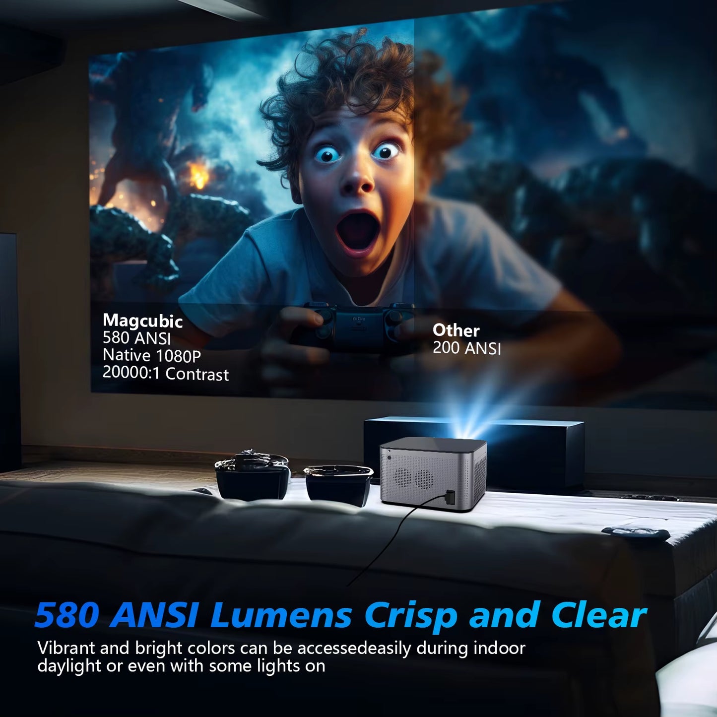 580ANSI Projector Android 11 4K 1080P Wifi6 Voice Control Allwinner H713 Electronic Focus BT 5.0 Home Cinema HY350 Pro