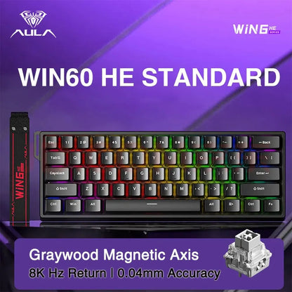 New Aula Win 60/68He Magnetic Switch 8K Keyboard Rapid Trigger Wired Custom Rgb Hot Swap Rt Esports Gamer Mechanical Keyboard