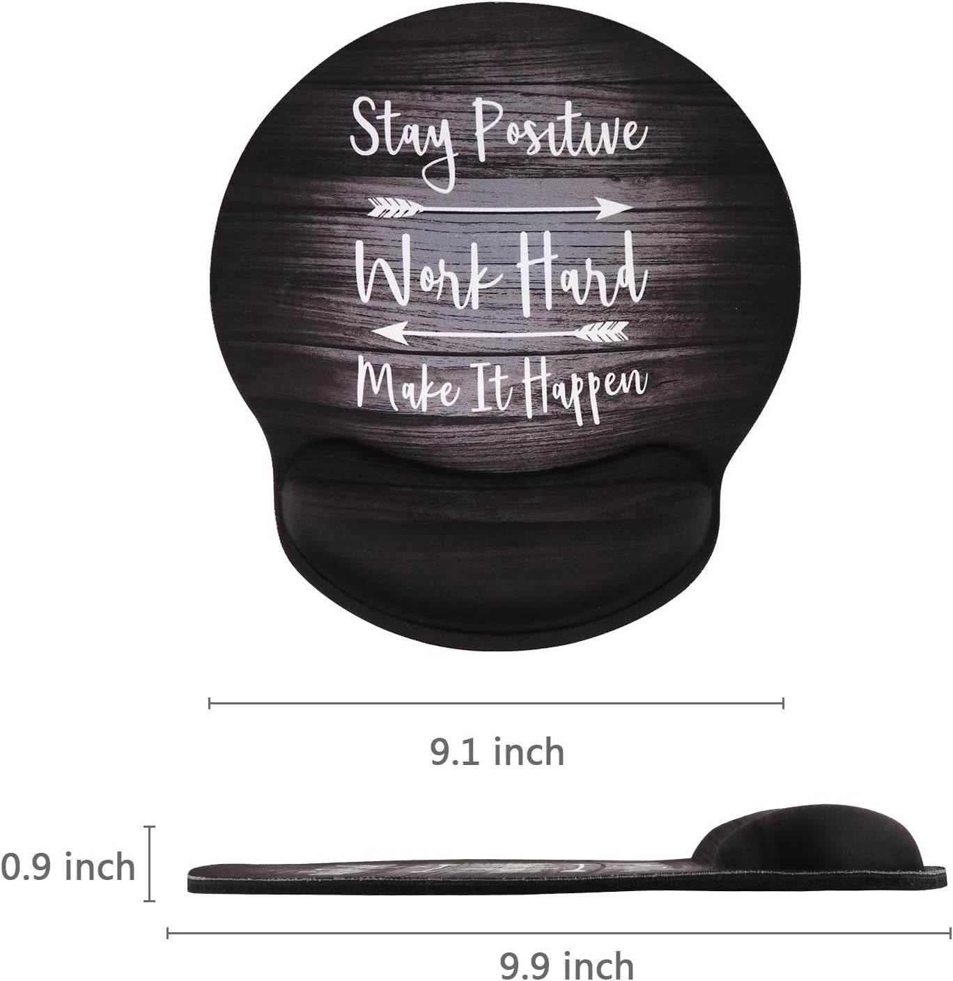 Ergonomic Mouse Pad with Gel Wrist Rest Support, Non-Slip Rubber Base Wrist Rest Pad for Home, Office Easy Typing & Pain Relief, Black Wood Grain