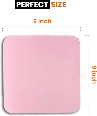 Pink Leather Mouse Pad (Genuine Leather), 9 X 9 Inch | Mouse Pads for Wireless Mouse | Cute Mouse Pad | Thick Mouse Pad | Leather Mouse Pad | Mouse Pad Pink
