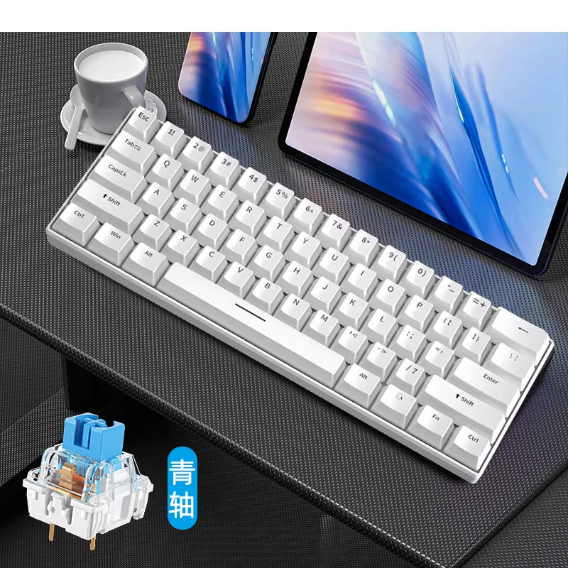 Gaming Keyboard White Mechanical Game USB Keyboards 60% Mini Teclado Spanish Keyborad Teclado Pc Key Board Laptop Computer