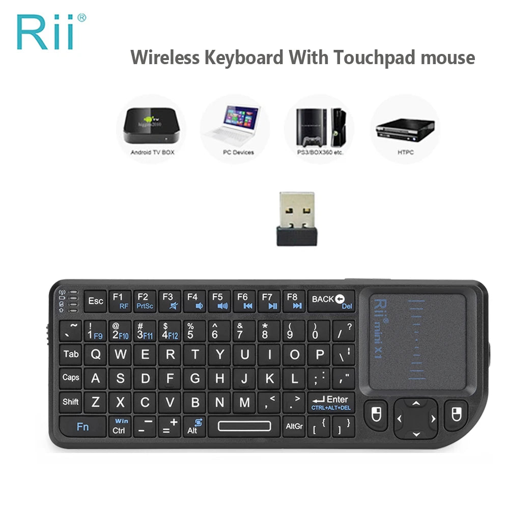X1 2.4Ghz Mini Wireless Keyboard English/Es/Fr Keyboards with Touchpad for Android TV Box/Pc/Laptop