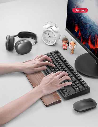 Wooden Keyboard Wrist Rest,Ergonomic TKL Gaming Walnut Mechanical Keyboard Wrist Pad,Hard Wrist Rest Palm Rest Supports Computer, Laptop Comfortable Typing Pain Relief (14.17")