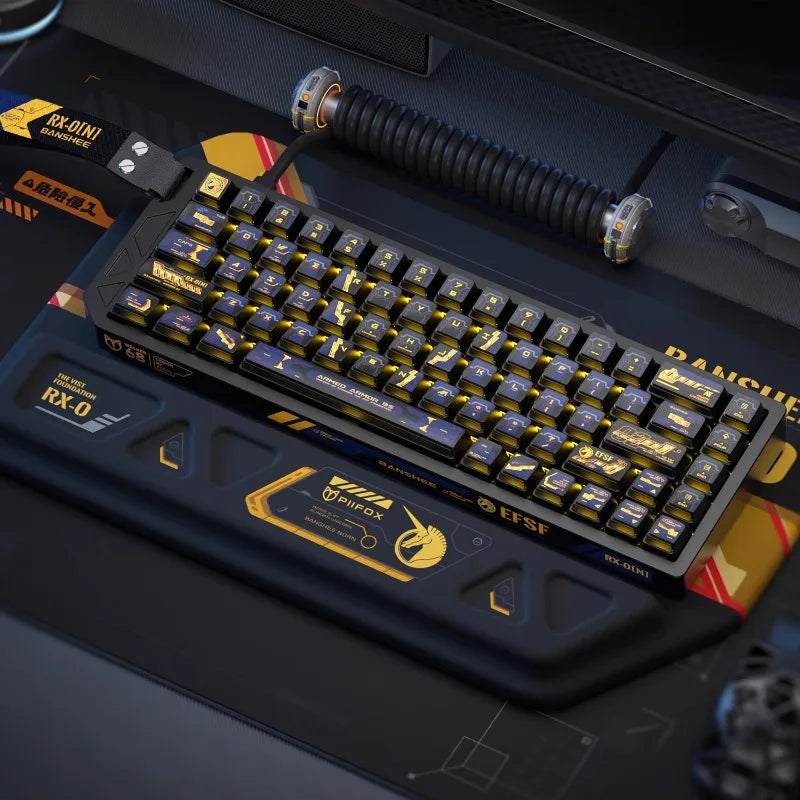 Banshee Custom Resin RGB PBT Translucent Five-Sided Heat Sublimation Keycaps Anime 141Keys OEM Mechanical Keyboards