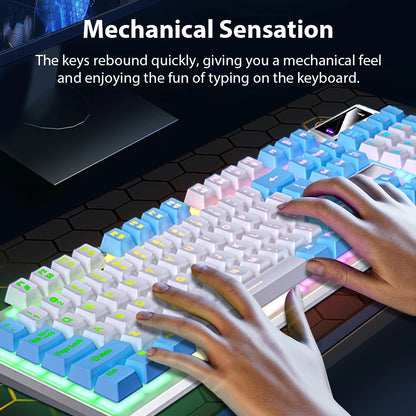 K500 Wired Keyboard Mouse Office Gaming Keyboard for Windows and IOS Computer Laptop 104 Keys Mechanical Feel Membrane Keyboards