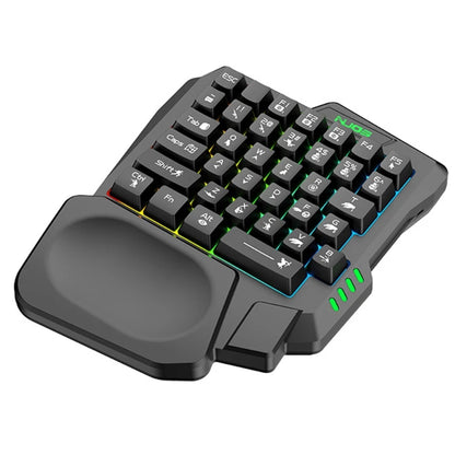 USB Keyboard One-Handed Wired 35 Keys Luminous Gaming Keyboards for Tablet Colorful Ergonomics Gamer Keypad Hand Rest