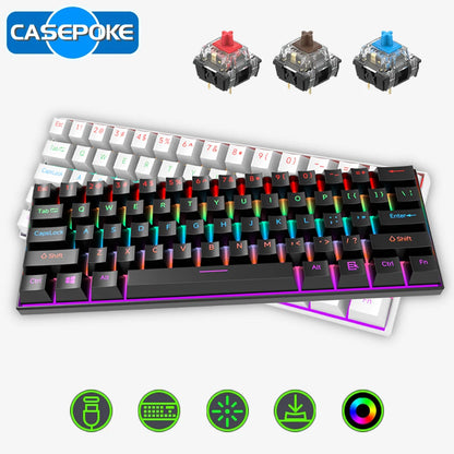 Mechanical Keyboard 61 Keys Blue Switch Red Switch Brown Switch Hot Swap Keyboard Office Accessories Gaming Keyboard
