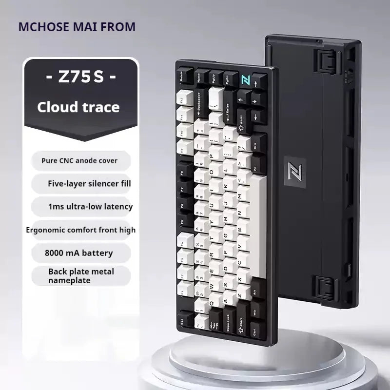 Mchose Z75S Mechanical Keyboard Wireless Tri-Mode Hot Swap Gasket Aluminum Alloy RGB PBT PC Esports Laptop Gaming Keyboards