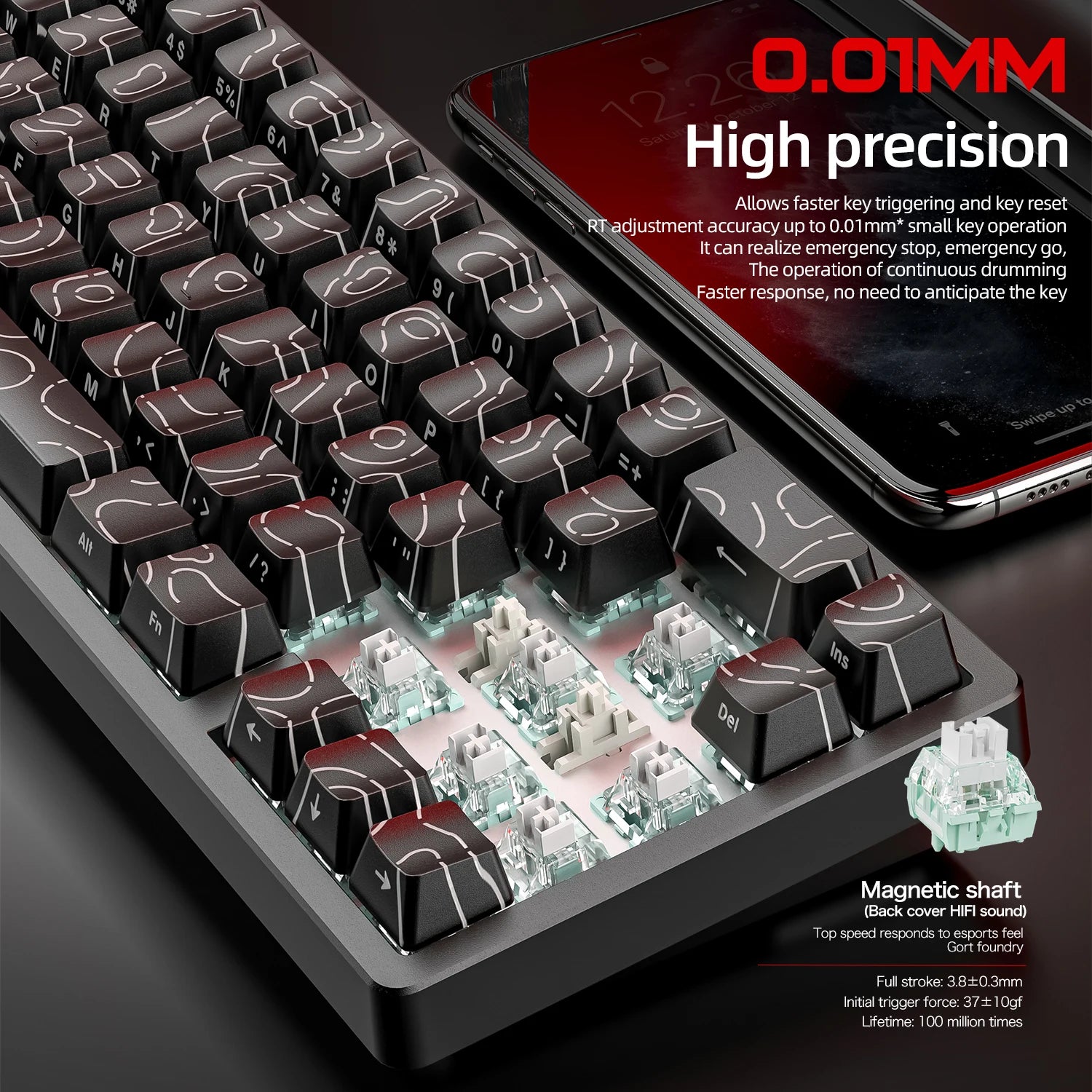 F68PRO 8K RGB Mechanical Keyboard ,Magnetic Switch,0.01Mm RT Accuracy,128K Scan Rate,Customs Gaming Keyboards