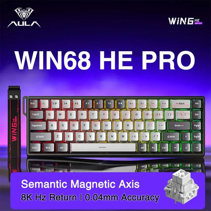 New Aula Win 60/68He Magnetic Switch 8K Keyboard Rapid Trigger Wired Custom Rgb Hot Swap Rt Esports Gamer Mechanical Keyboard