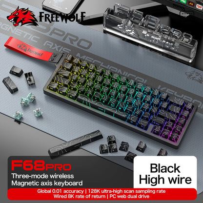 F68PRO 8K RGB Mechanical Keyboard ,Magnetic Switch,0.01Mm RT Accuracy,128K Scan Rate,Customs Gaming Keyboards