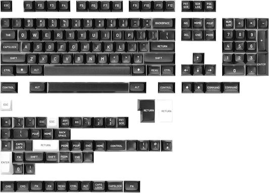 MT3 White-On-Black Keycap Set, ABS Hi-Profile Keycaps, Doubleshot Legends, MX Style Covers Fullsize, Tenkeyless, Winkeyless, 60%, 65%, and 75% (Base Kit)
