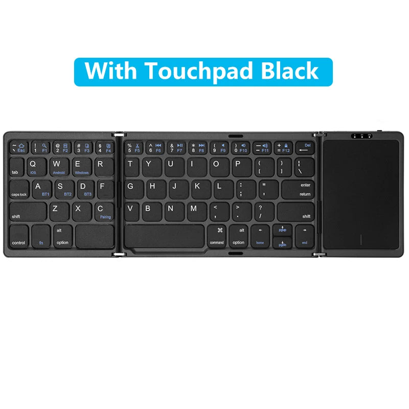 NEW Foldable Wireless Bluetooth Keyboard with Touchpad Rechargeable Portable Keyboards for Smartphone Android IOS Mac Windows